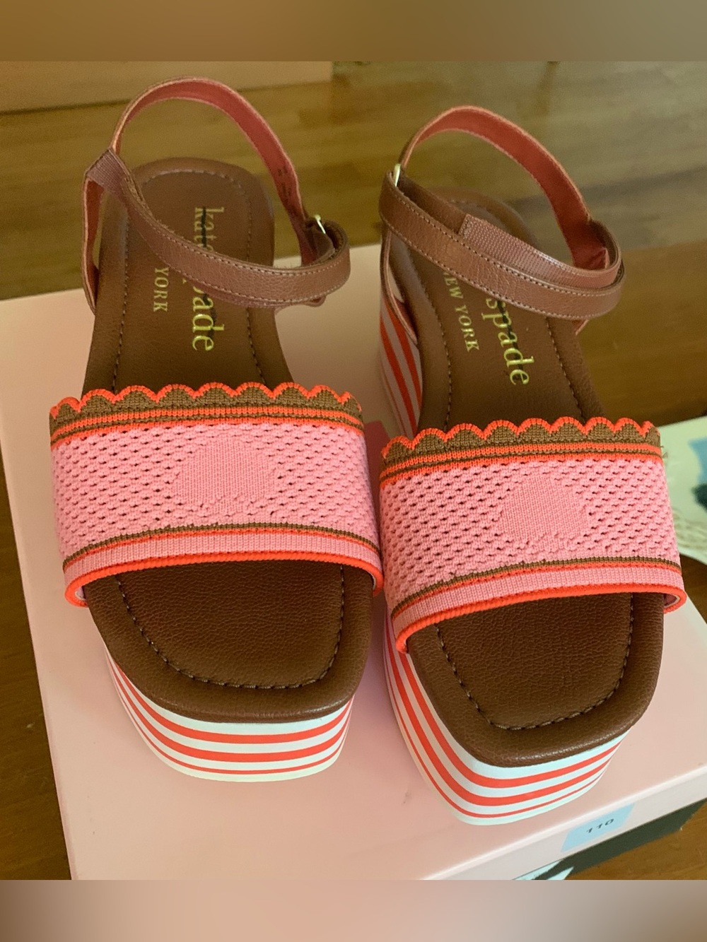 kate spade Pink and Brown Platform Sandals